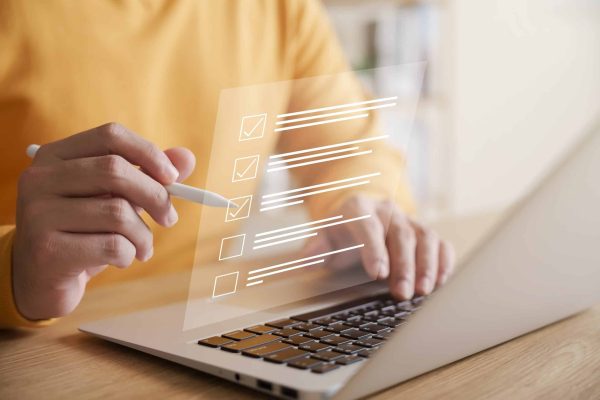 Business,Performance,Checklist,Concept,,Businessman,Using,Laptop,Doing,Online,Checklist